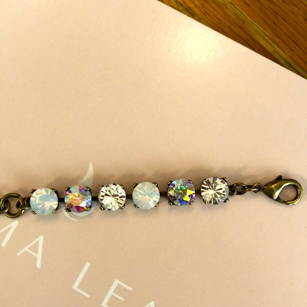 White Opal + Aurora Borealis Crystal Bracelet - Picture 8 of 16